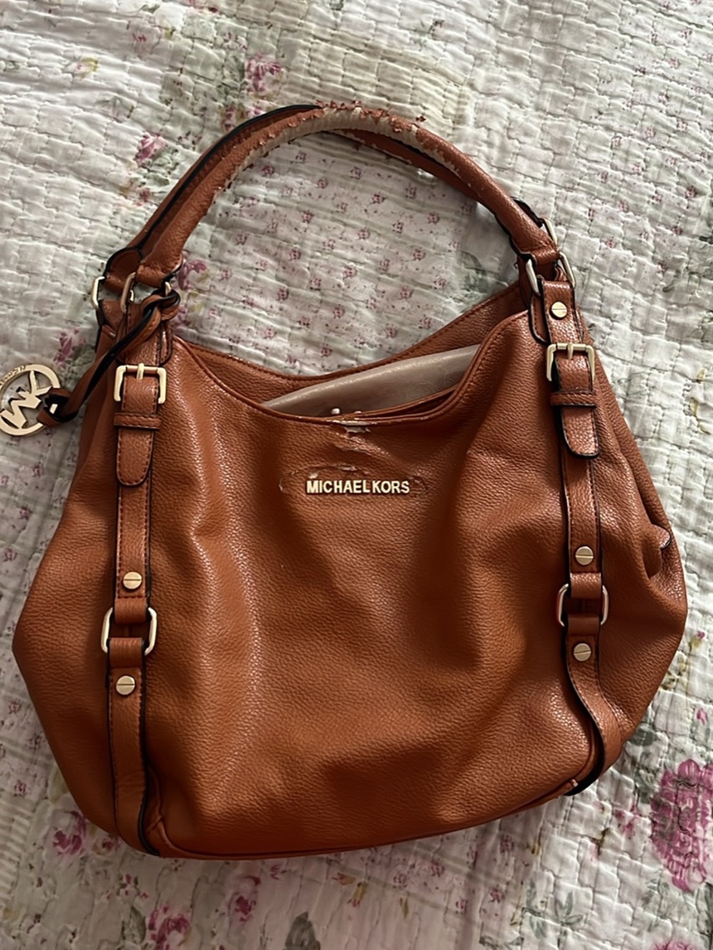 Michael Kors Tan Leather Shoulder Bag with Gold Hardware